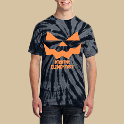 Adult Tie-Dye T-Shirt - Fall Holidays - Jack O' Lantern - Orange Thumbnail